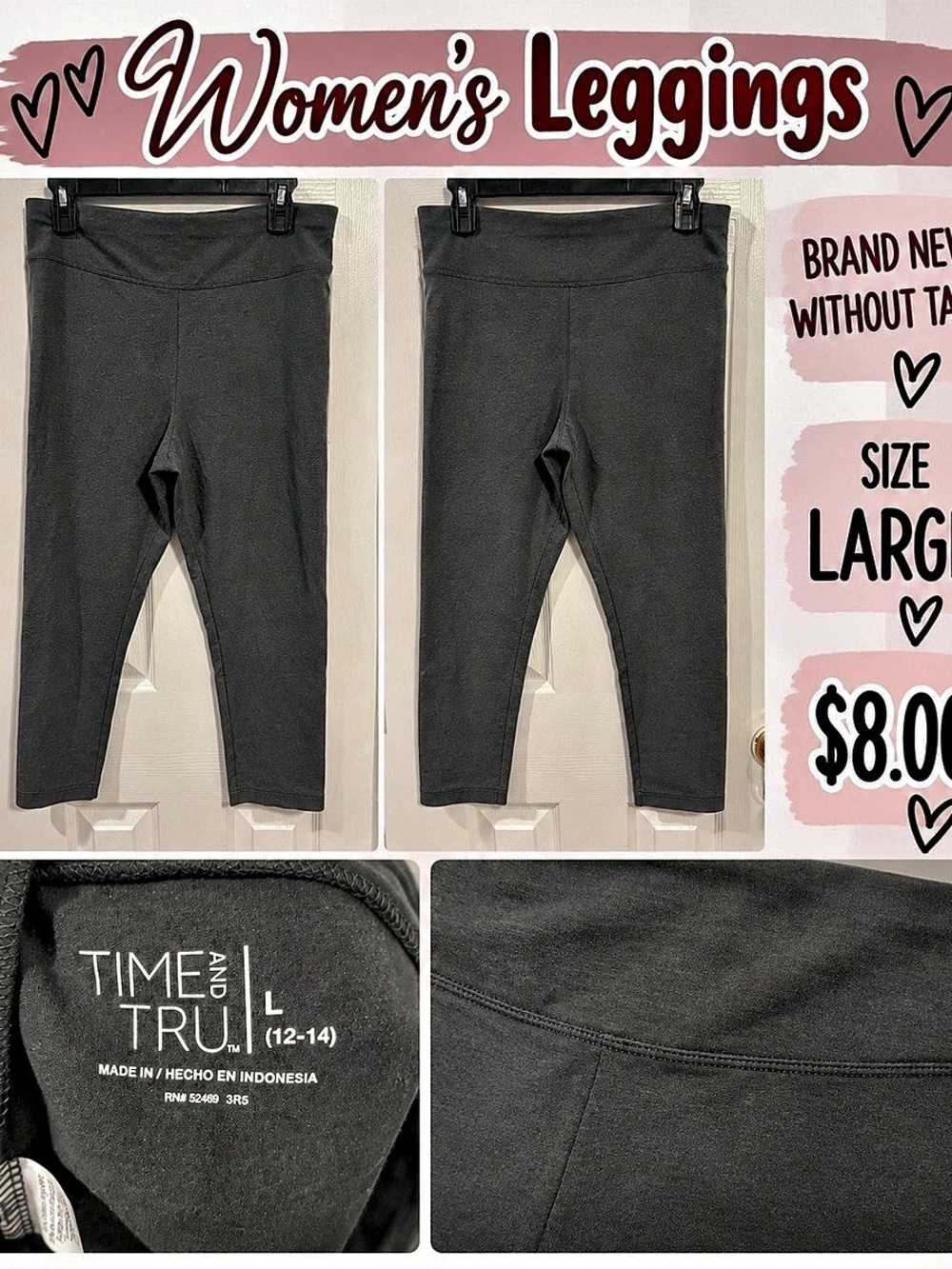 Time and Tru Women's Leggings Black Size Large NWT
